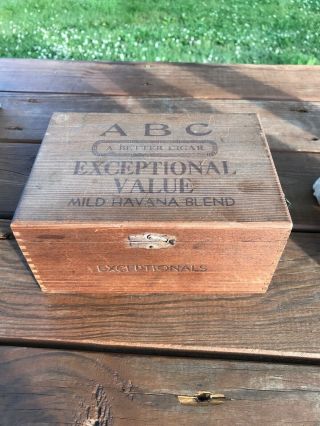 Rare Vintage A B C Exceptional Handmade Mild Havana Blend Wood Box