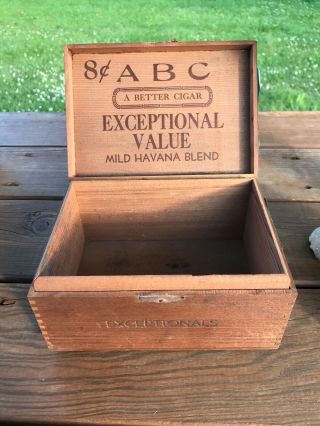 Rare Vintage A B C Exceptional Handmade Mild Havana Blend Wood Box 2