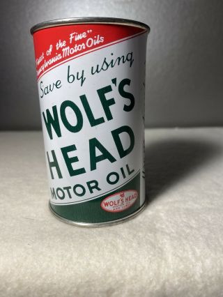 Vintage Wolfs Head Motor Oil Tin Coin Slot Bank With Bottom