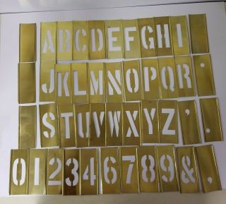 Vintage Brass Stencil Letters Numbers Kit Set Of 44