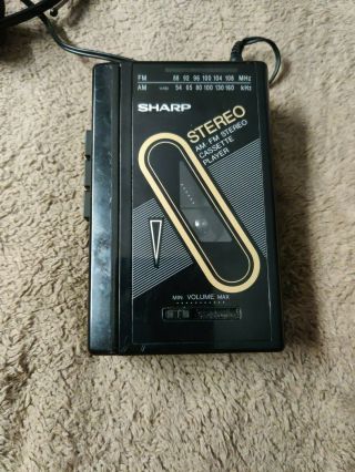 Vintage Sharp Am/fm Radio Stereo Cassette Player Walkman With Headphones,
