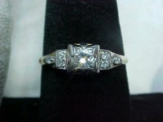 ANTIQUE DECO 1920 ' S OLD NATURAL DIAMOND RING 14K YELLOW GOLD sz8.  25 BUY NOW 2