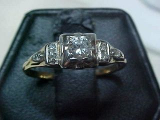 ANTIQUE DECO 1920 ' S OLD NATURAL DIAMOND RING 14K YELLOW GOLD sz8.  25 BUY NOW 3