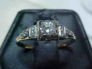 ANTIQUE DECO 1920 ' S OLD NATURAL DIAMOND RING 14K YELLOW GOLD sz8.  25 BUY NOW 4
