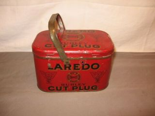 Vintage Laredo Burley Cut Plug Tobacco Tin Detroit,  Michigan Gc