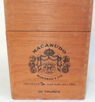 Vtg.  Macanudo 25 " Trumps " Wooden Dovetailed Cigar Box (empty)