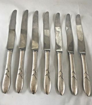 Vintage Community Plate Lady Hamilton Silverplate 7 Dinner Knives Hollow Handle