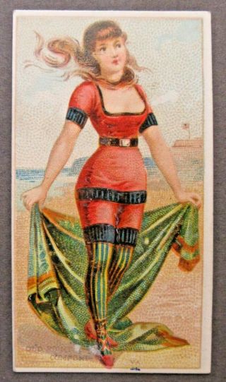 1889 N232 Surf Beauties Old Point Comfort Virginia Kinney Cigarette Tobacco Card