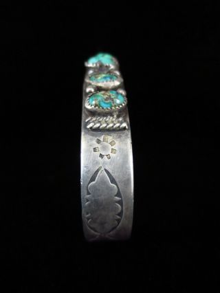 Antique Navajo Bracelet - Coin Silver and Turquoise - Ingot 3