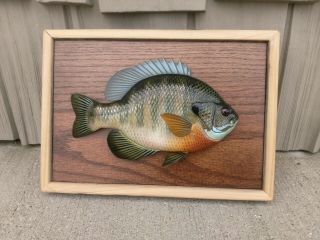Jacob Sazama Bluegill Sunfish Plaque Fish Decoy Wood Carving Fishing Lure