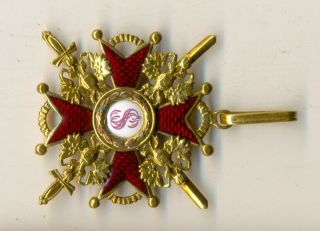 Russian Imperial Antique badge medal Order St.  Stanislav Bronze 3 swords (1028) 2