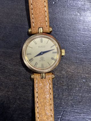 Authentic Vintage Gucci Watch 18k Gold Plated Rare Ivory Tone Face