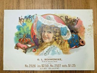 Key West Beauty O.  L.  Schwencke Inner Cigar Box Label - York Lithograph