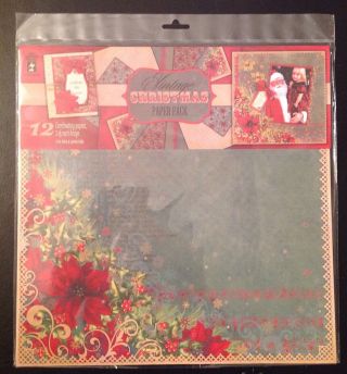 Vintage Christmas Paper Pack Hot Off The Press 12 " By 12 " 12 Sheets Hotp4170