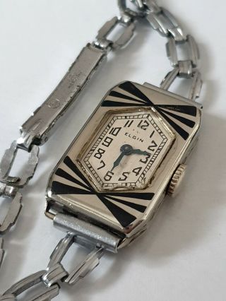 1929 Art Deco Parisienne Elgin Ladies Watch Model 14k Wgf