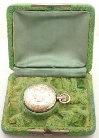 Antique 0s Elgin Multi Colored Gold Filled Hunter Pocket Watch W/case