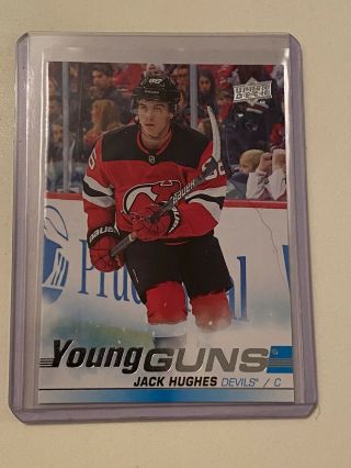 2019 - 20 Upper Deck Rookie Card 201 Young Guns Jack Hughes Jersey Devils