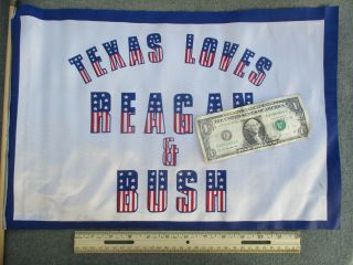VINTAGE TEXAS LOVES PRESIDENT RONALD REAGAN & GEORGE BUSH 1984 GOP CAMPAIGN FLAG 2