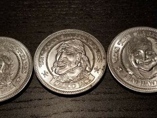 THREE - Vintage Long John Silver ' s Restaurant Pirates Doubloon Coin Token 3