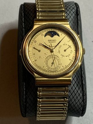 Rare,  Unique Multifunction Vintage 1986 Watch Seiko 7f39 - 6009 Moonphase