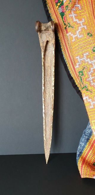 Old Papua Guinea Abalem Carved Cassowary Dagger …beautiful detail carving 5