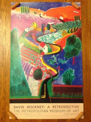 Vintage 1988 David Hockney Metropolitan Museum Exhibition Poster Nichols Canyon