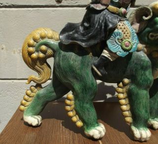 Antique Chinese 19th/20th C Warrior Riding Foo Dog Lion Roof Tile 5