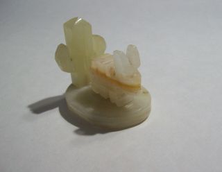 Vintage Mexican Onyx Donkey & Cactus Carved Stone Collectible