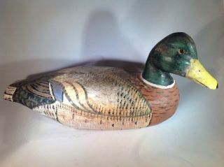Painted Wood Male Mallard Duck Decoy W/glass Eyes,  Alaskan Decoy Co
