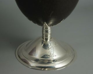 ANTIQUE 19TH C GEORGIAN SILVER MOUNTED COCONUT CUP TREEN ELABORATE RIM 6