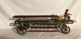 Wilkins Kingsbury Toys Antique Fire Ladder Wagon Large Wind Up Toy Truck