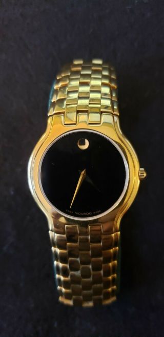 Movado Gold Mens Watch 87 G2 1891 Sapphire Crystal -