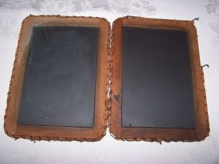 2 Vintage School Slate Chalk Boards - Double Sided - Wood Frame