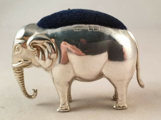 Antique Sterling Silver Large Elephant Pin Cushion Birm 1911