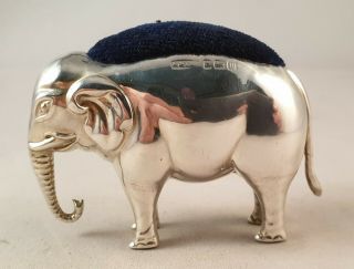 ANTIQUE STERLING SILVER LARGE ELEPHANT PIN CUSHION BIRM 1911 2