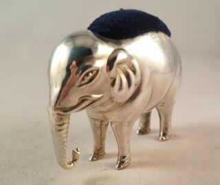 ANTIQUE STERLING SILVER LARGE ELEPHANT PIN CUSHION BIRM 1911 3