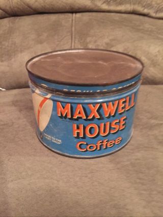 Vintage,  Antique Maxwell House 1 Lb.  Coffee Tin With Lid Empty