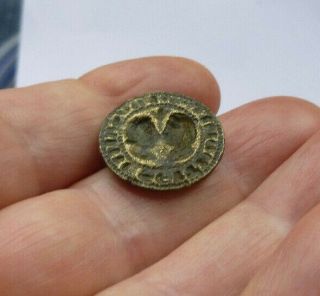 Metal Detecting Find Medieval 14 Century Bronze Seal Matrix