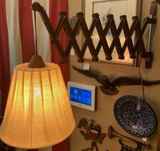 Mcm Danish (?) Rosewood Scissor,  Accordion Lamp; Extendable;