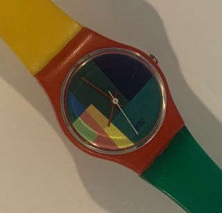 Vintage Swiss Swatch Watch Mcgregor Plaid Red Green Yellow