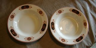 2 Vintage O.  P.  Co.  Syracuse China Old Ivory Grecian Soup Bowls
