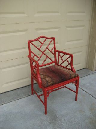 Faux Bamboo Chinese Chippendale Style Armchair By Century Chair Company,  1970s