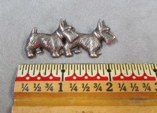 Vintage Sterling Silver Scotty Schnauzer Terrier Double 2 Dog Brooch 3