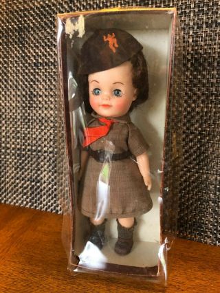 Vintage Effanbee Official Brownie Girl Scout Doll 8 1/2 In.  1965 Blue Sleep Eyes