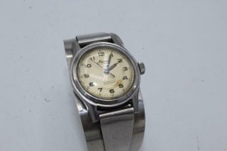 Vintage Ww2 Trench Art Saipan Aircraft Aluminum Watch Band Minerva 17j Watch