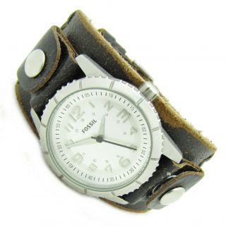 Fossil Xxl Vintage Herren Armband Uhr Leder Braun Silber Wb - 1057 5atm Datum N123