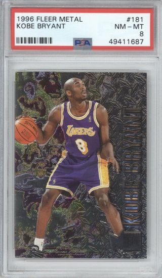 Kobe Bryant Psa 8 1996 Fleer Metal Basketball 181 Rookie Lakers Rc 1687