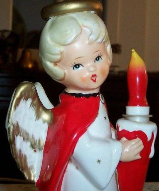 Vintage Japan Ceramic 9 " Angel Holding Candle W/electric Light