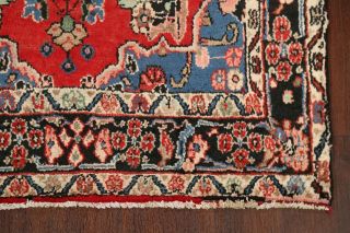 Vintage Traditional Hamedan Floral Area Rug Hand - Knotted Oriental Carpet 4x7 RED 6