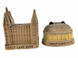 Vintage Salt Lake City Utah Souvenir Mormon Tabernacle Salt And Pepper Shakers